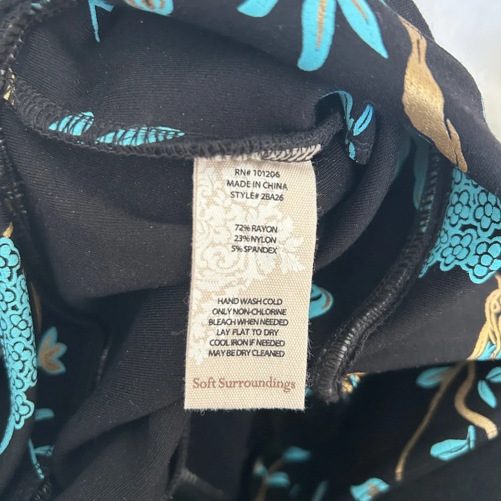 NWT Soft Surroundings Black Chinoiserie Pants-Excellent Quality - Picture 5 of 5